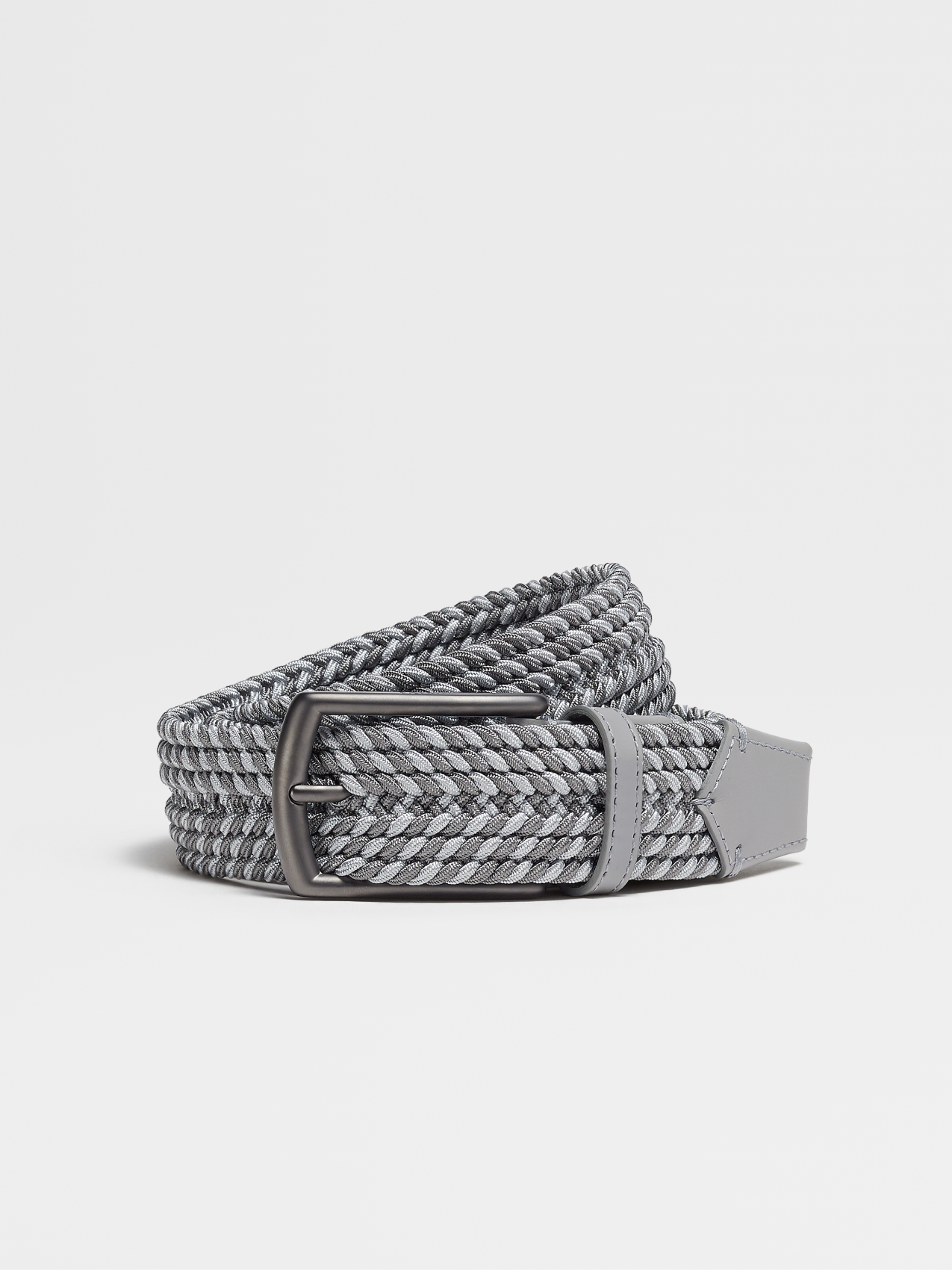 Grey Mélange Elastic Rayon Braided Belt
